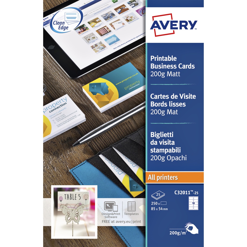 [C32011-10] Visitekaart Avery C32011-10 85x54mm 100st