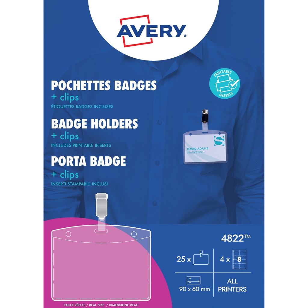 [4822] Badge Avery met clip 4822 60x90mm insteekkaarten