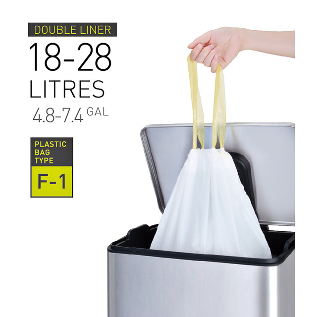 Afvalzak EKO MDPE type F1 trekb 49x68cm 18-28L wit