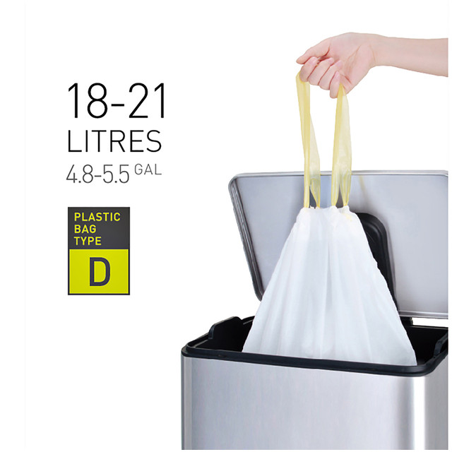 [6951800600676] Afvalzak EKO MDPE type D trekb 55x55cm 18-21L wit