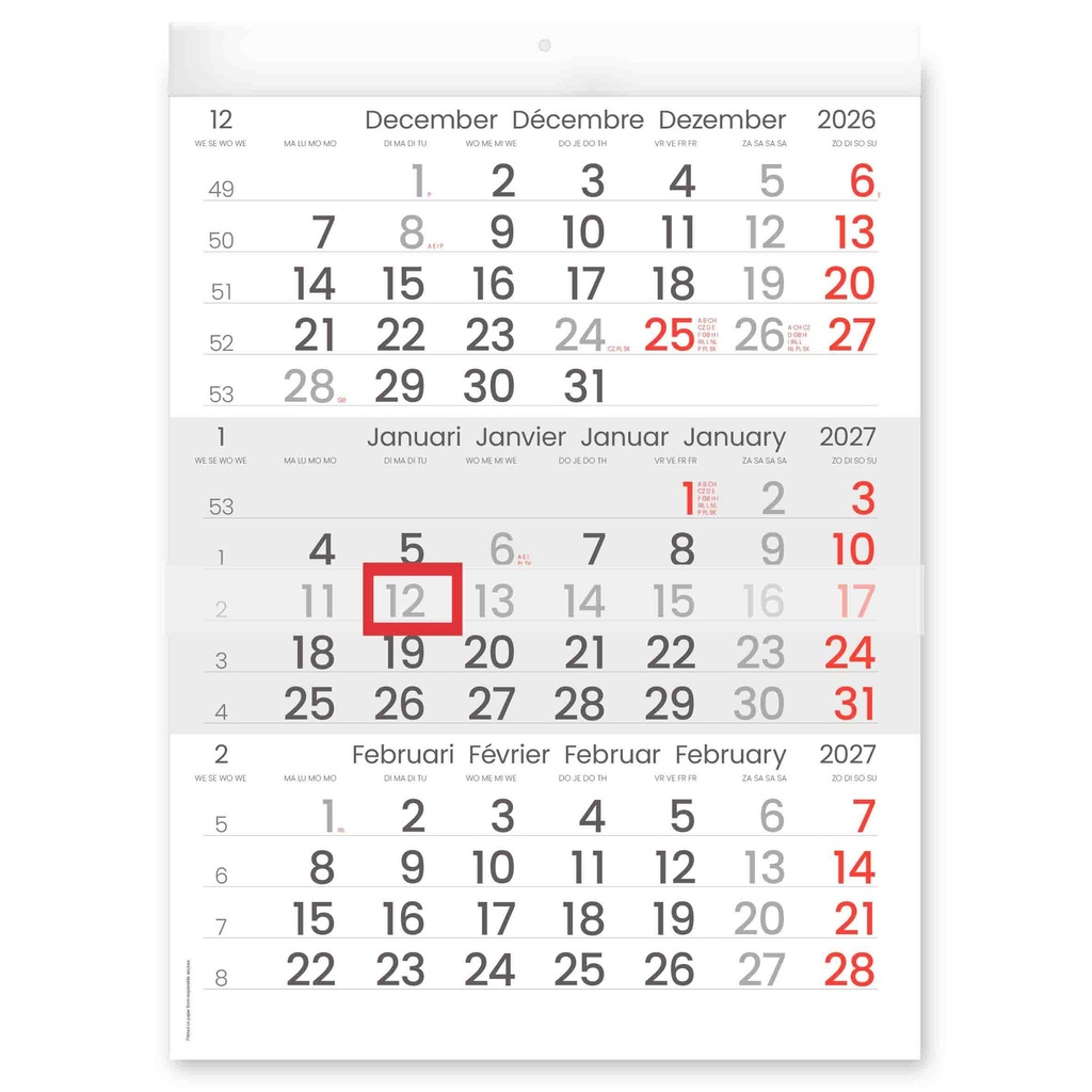 3-Maandkalender 2026 INNI Manager compact-formaat