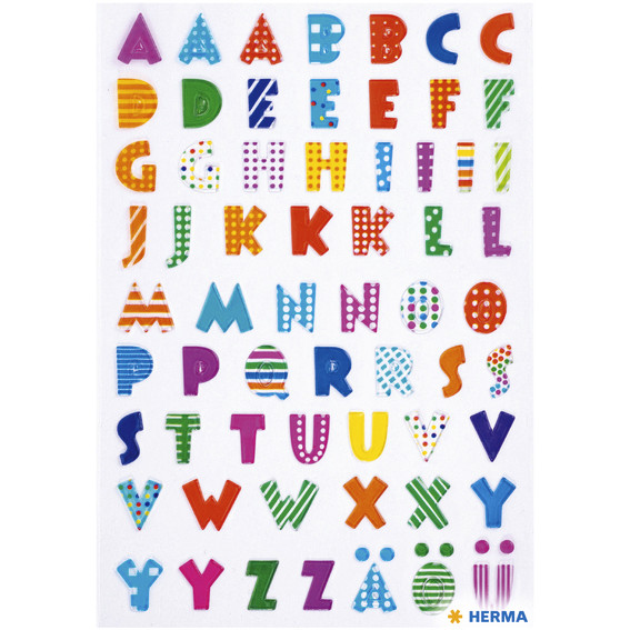 [6291] Etiket HERMA 6291 kleurrijke letters stone
