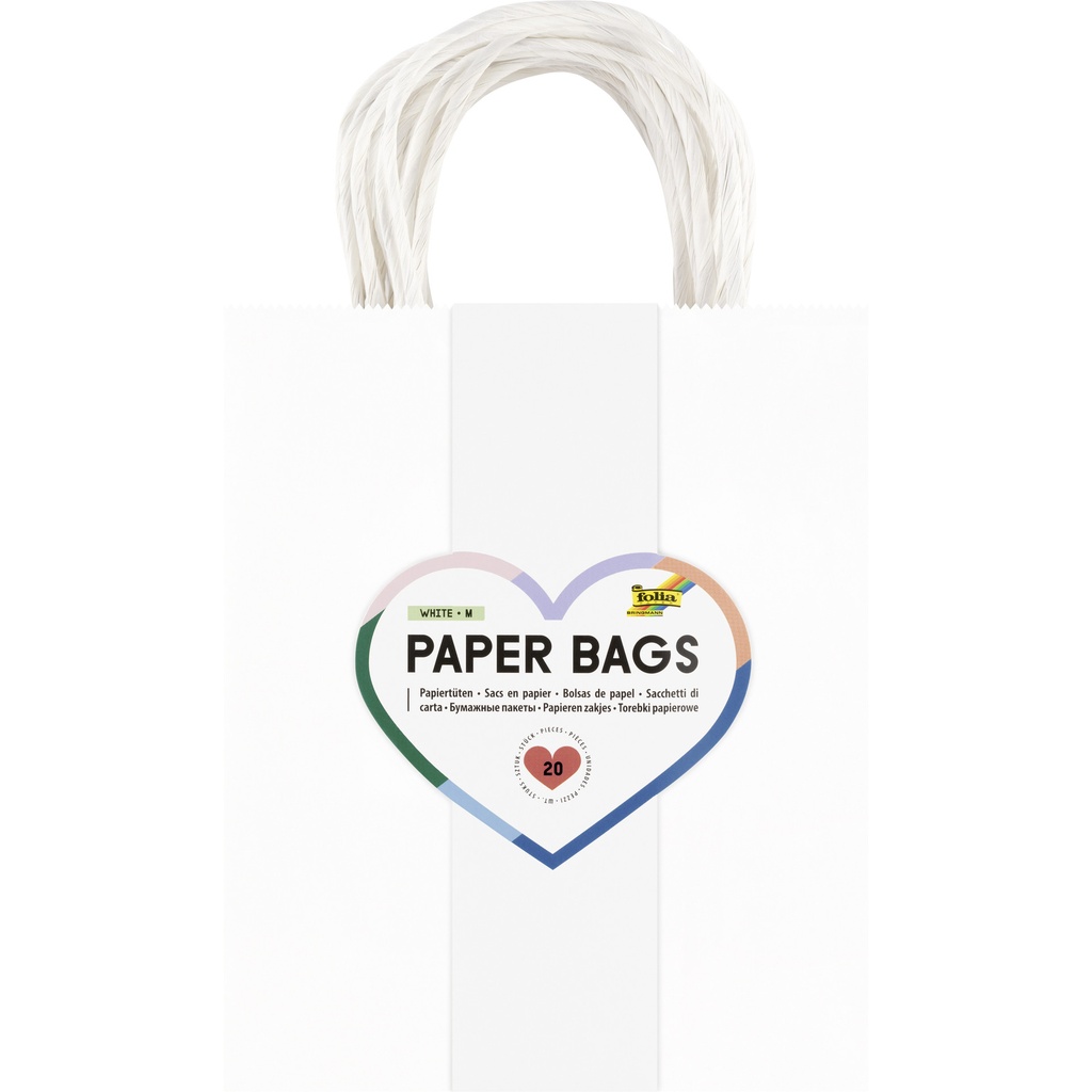 [21800] Tas Folia kraft 110gr 18x21x8cm 20 stuks wit