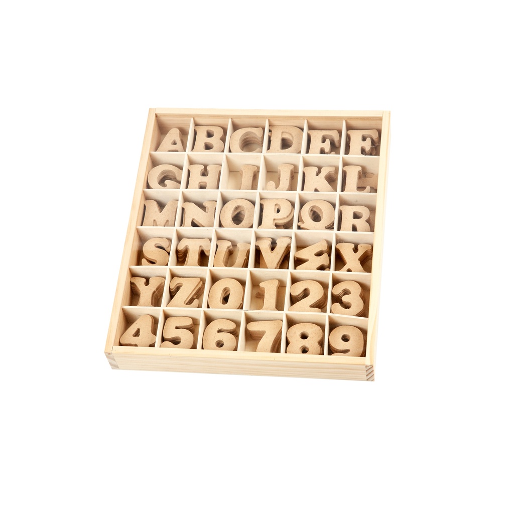 Letters en cijfers Crea Com 4cm 288 stuks MDF