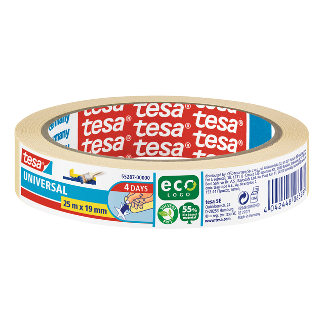 Afplaktape tesa Economy 25mx19mm geel
