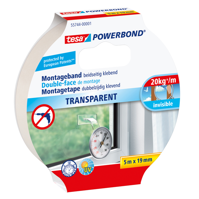 [55744-00001-20] Montagetape tesa dubbelz 5mx19mm transparant