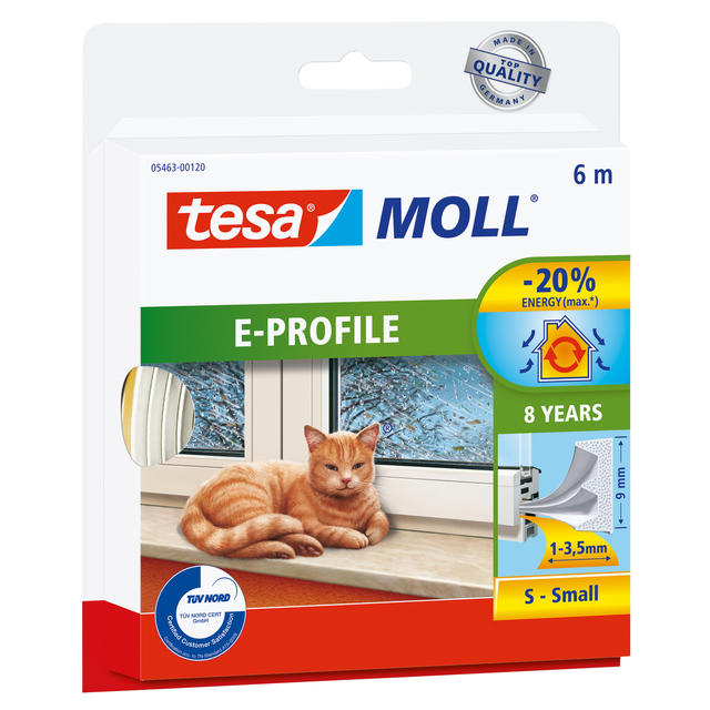 [05463-00120-00] Tochtstrip tesamoll E-profiel zelfkl 6mx9mm wit