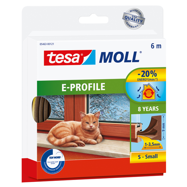 Tochtstrip tesamoll E-profiel zelfkl 6mx9mm bruin