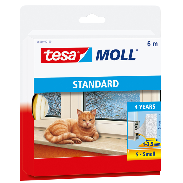 [05559-00100-00] Tochtstrip tesamoll I-Profiel zelfkl 6mx9mm wit