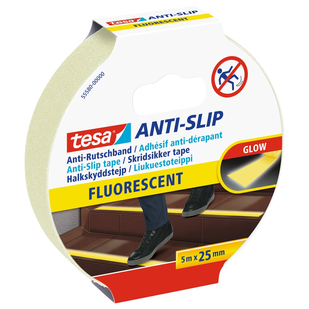 [55580-00000-11] Anti-slip tape tesa 5mx25mm fluoriserend