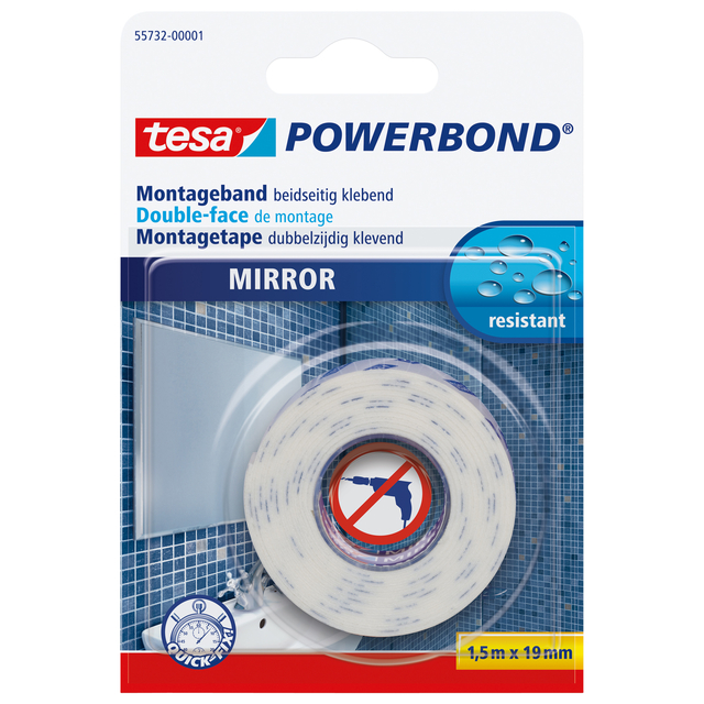 [55732-00001-02] Montagetape tesa Spiegel dubbelz 1.5mx19mm
