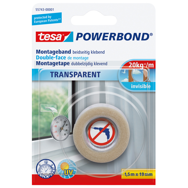 [55743-00001-02] Montagetape tesa dubbelz 1.5mx19mm transparant