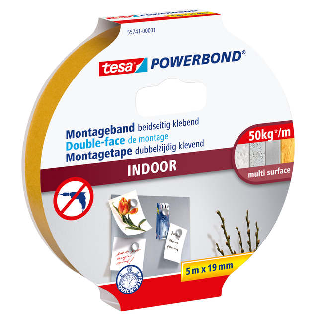 [55741-00001-03] Montagetape tesa Indoor dubbelz 5mx19mm wit