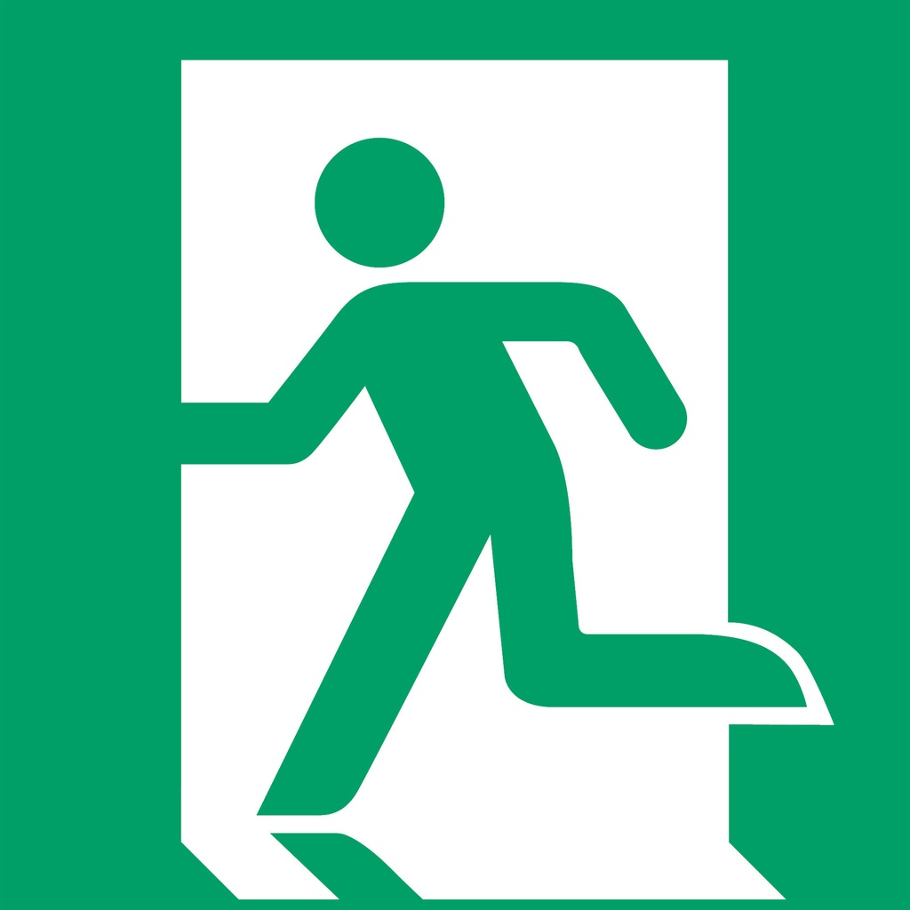 Pictogram Djois Nooduitgang links 200x200mm gn