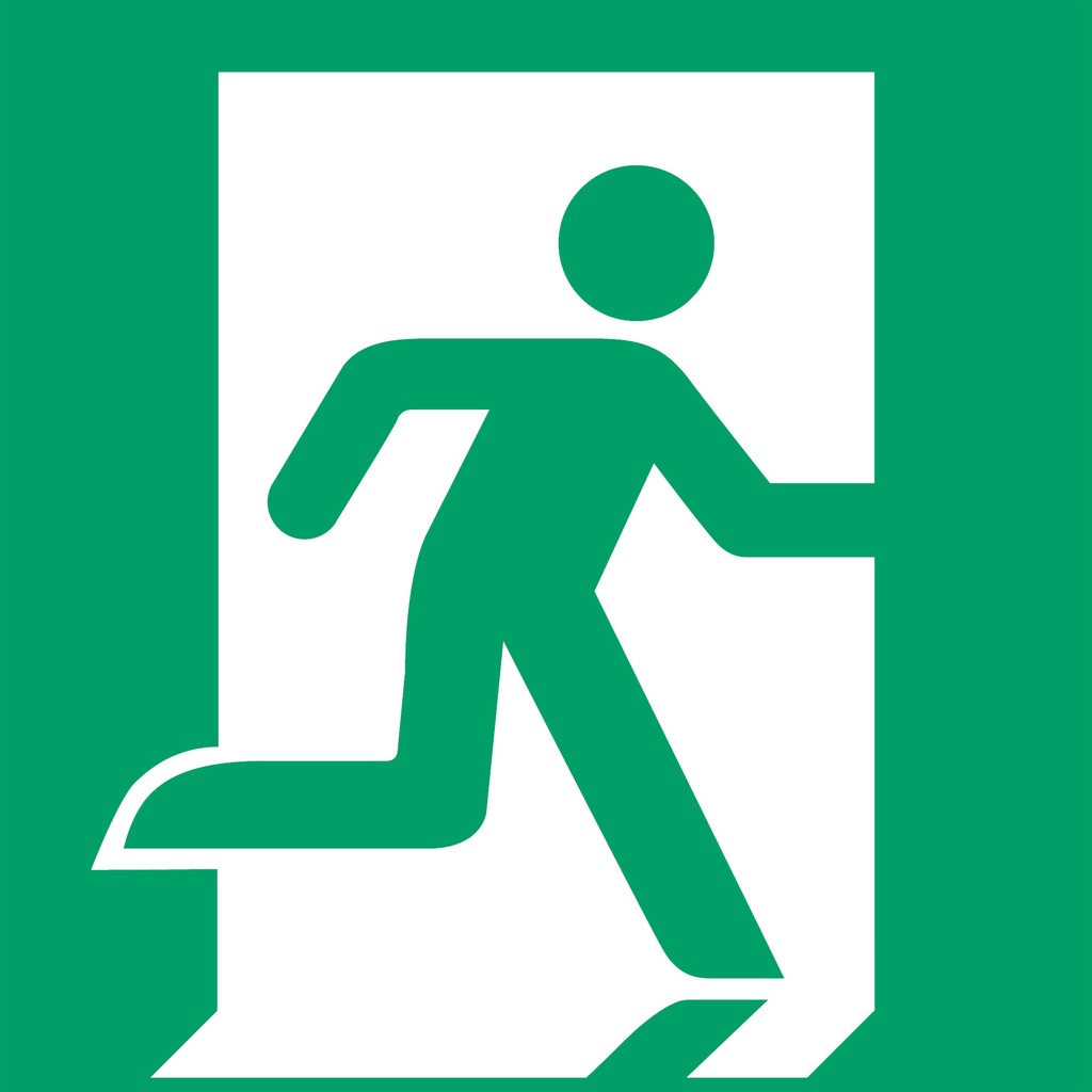 Pictogram Djois Nooduitgang rechts 200x200mm gn