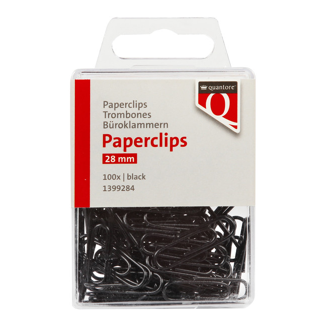 Paperclip Quantore 28mm zwart 100 stuks