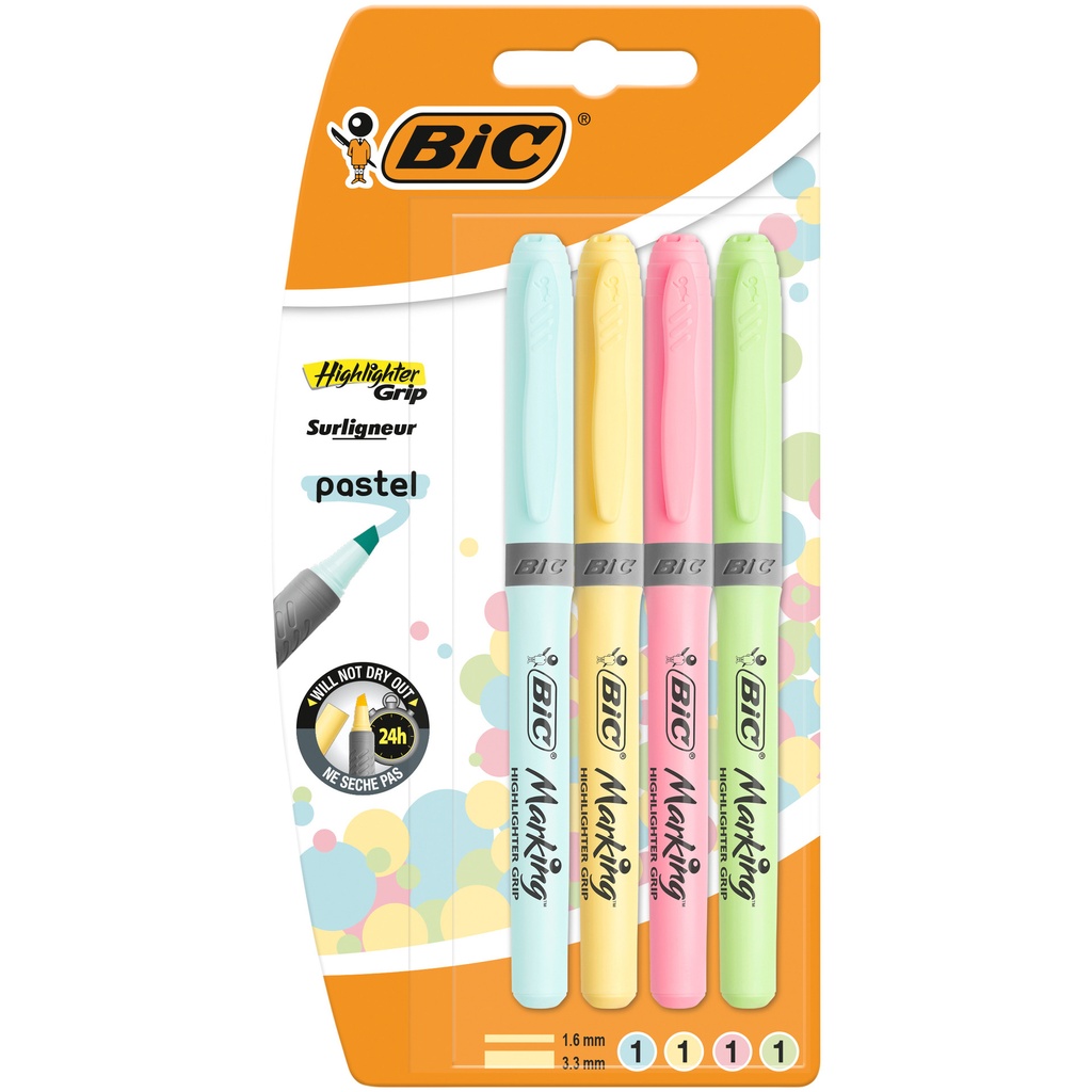 [964859] Markeerstift Bic grip pastel assorti