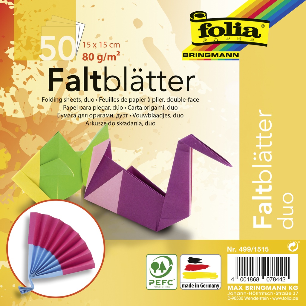 [499/1515] Vouwblaadjes Folia 80gr 15x15cm 50vel 2z 10 duo kl