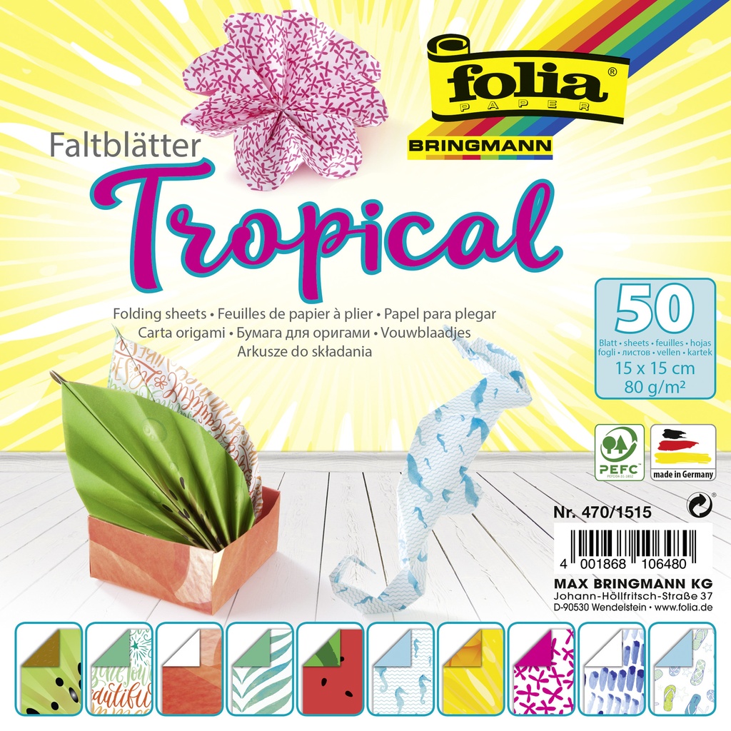 [470/1515] Vouwblaadjes Folia 80gr 15x15cm 50v 2z tropical