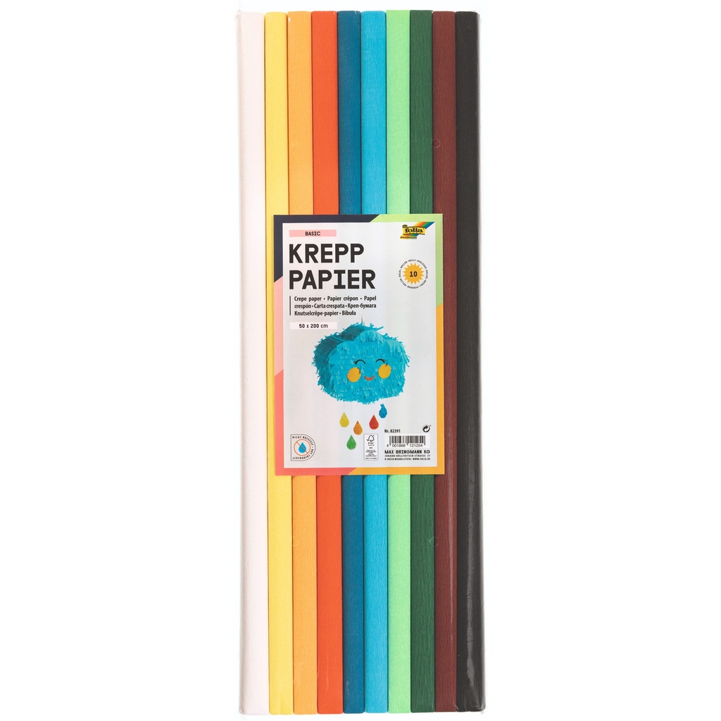 [82391] Crepepapier Folia 50x200cm 10 rollen basiskleuren