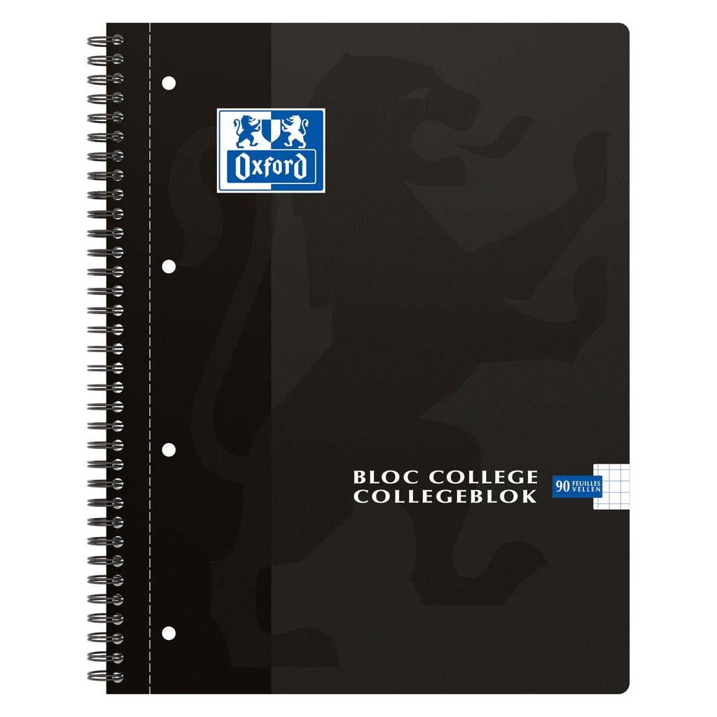 [400075533] Collegeblk Oxf A4+ rt 5mm 4gaats 180pag 80gr zwart (80 gr/m²)