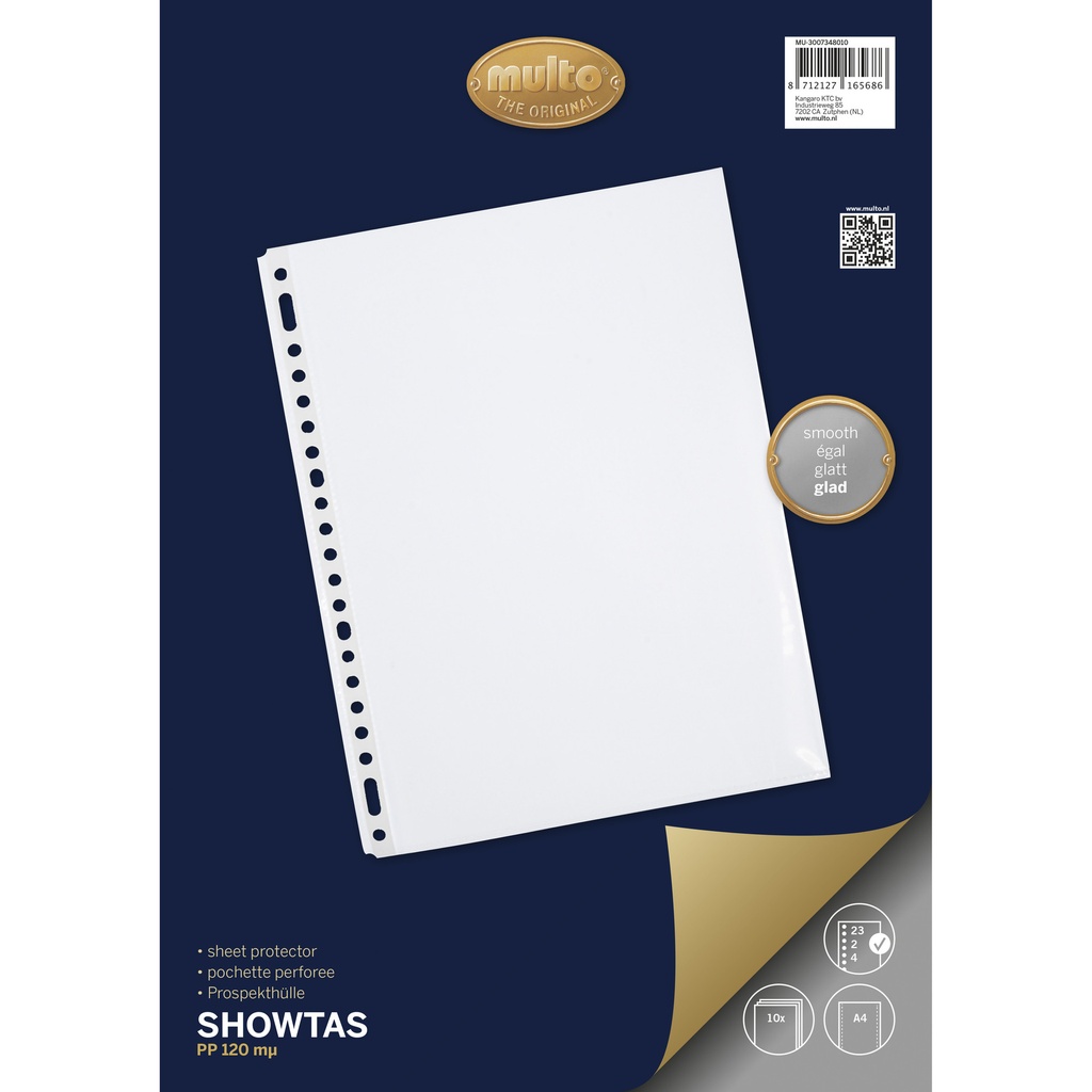 [MU-3007348010] Showtas Multo A4 23r PP 120 micron glad 10 stuks
