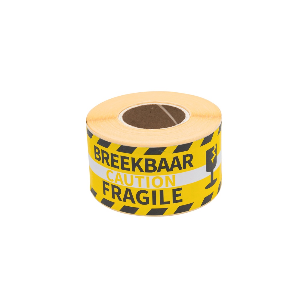 [76100] Etiket Rillprint fragile geel