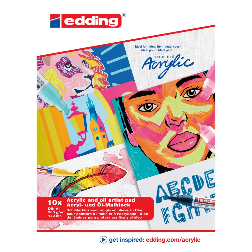 [4-30010-A4] Olie-acrylblok edding 30010 A4 10 vel 300gr wit