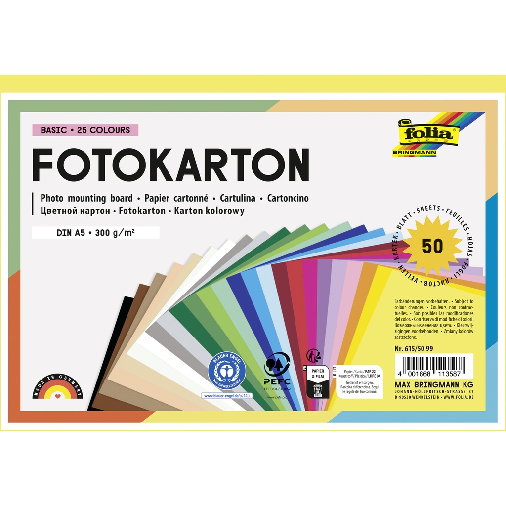[615/50 99] Fotokarton Folia 300gr A5 50vel assorti