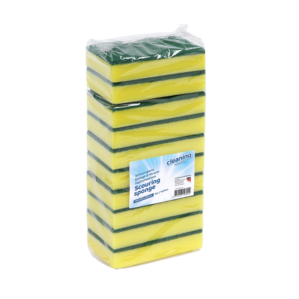 [105062] Schuurspons Cleaninq 140x90x28mm geel/groen