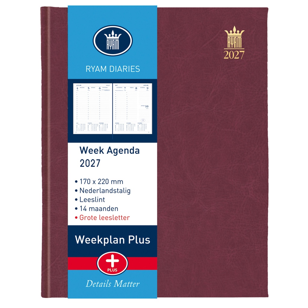Agenda 2026 Ryam Weekplan groot letter 7d/2p ass