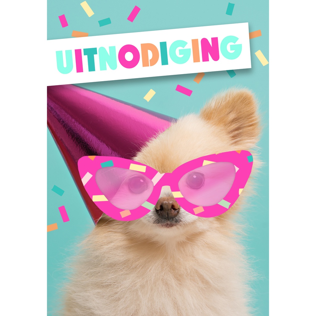 [116953] Wenskaart Hallmark uitnodiging hond 5 stuks