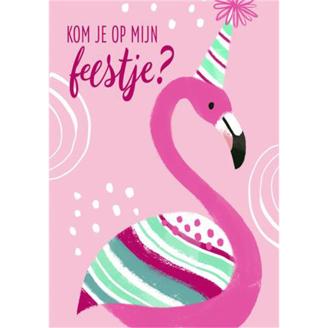 [116956] Wenskaart Hallmark uitnodiging flamingo 5 stuks