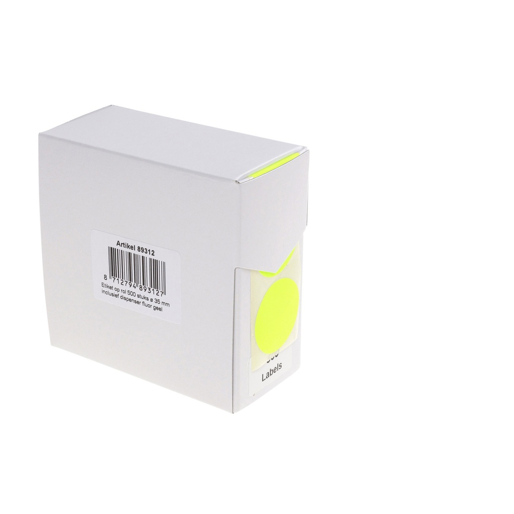 [89312] Etiket Rillprint 35mm 500st op rol fluor geel