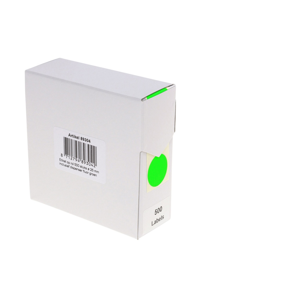 [89304] Etiket Rillprint 25mm 500st op rol fluor groen