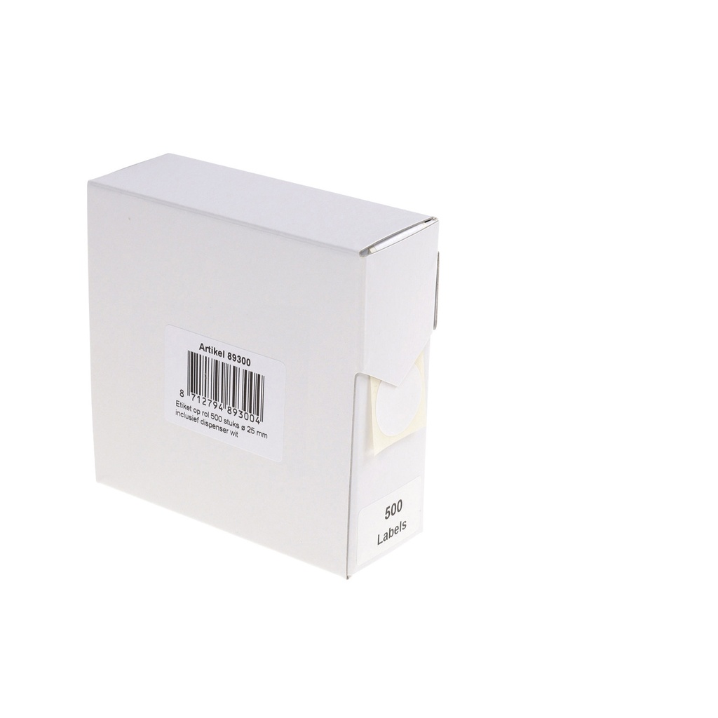 [89300] Etiket Rillprint 25mm 500st op rol wit