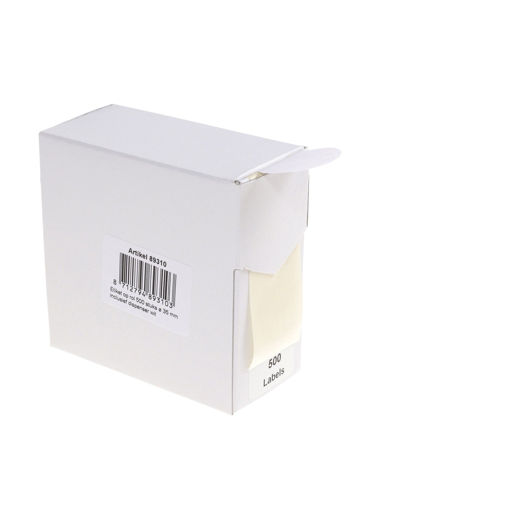 [89310] Etiket Rillprint 35mm 500st op rol wit