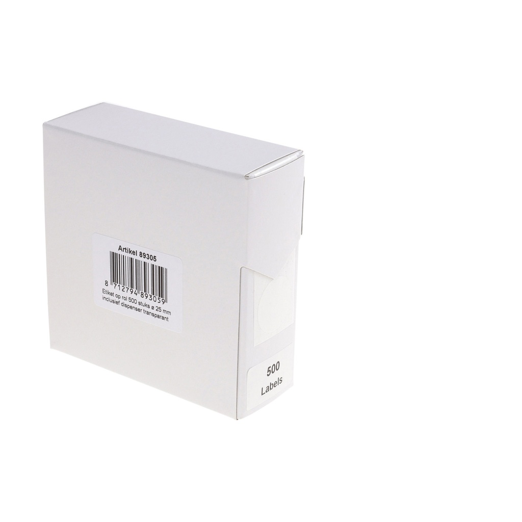 [89305] Etiket Rillprint 25mm 500st op rol transparant