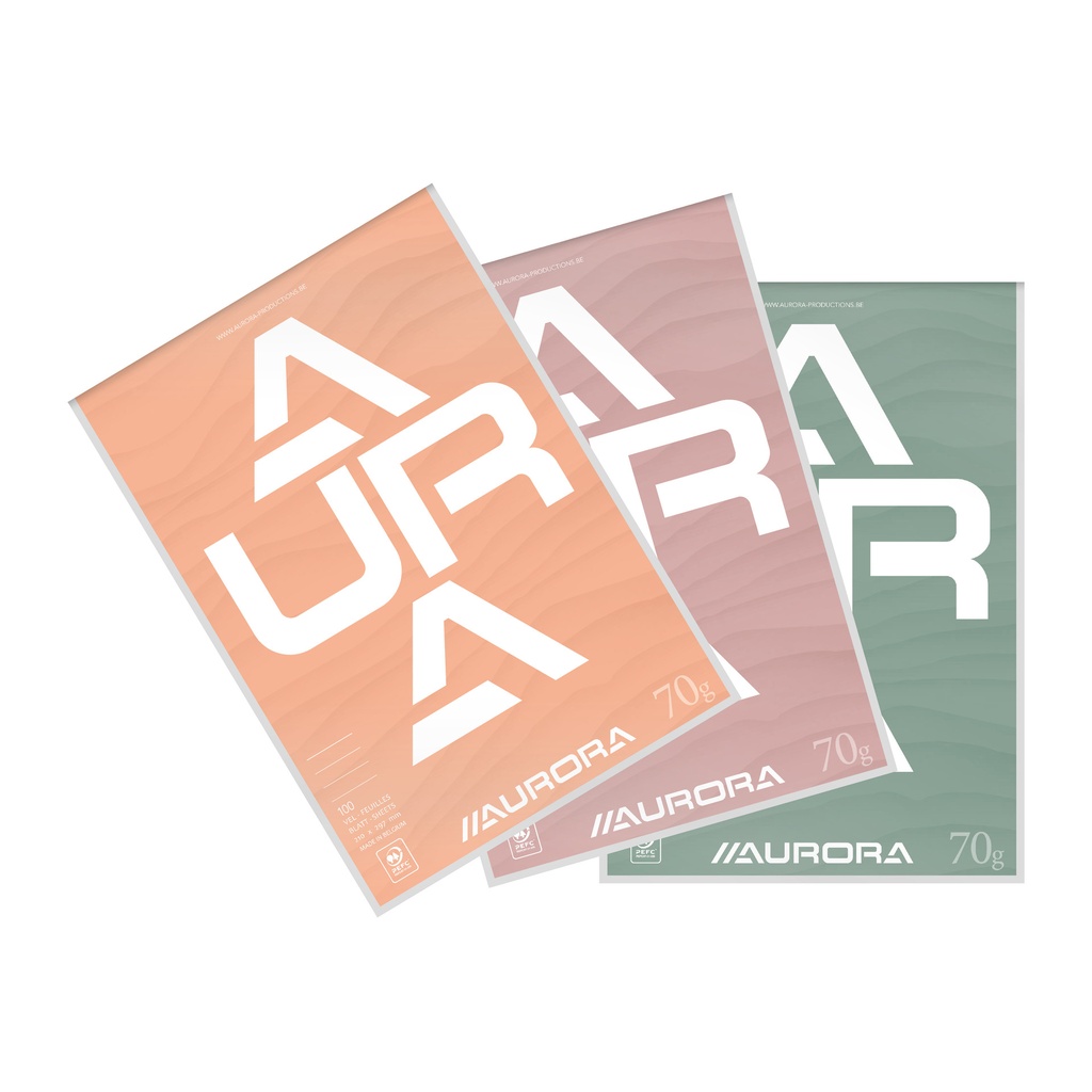 [D100MBT] Schrijfblok Aurora A4 lijn 100vel 70gr assorti