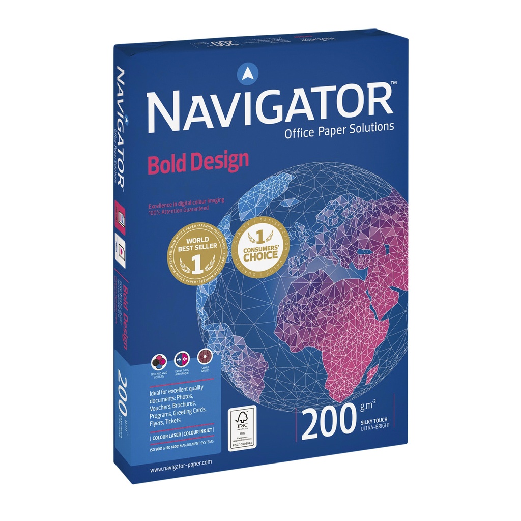 [HC200C1S31] Kopieerpapier Navigator Bold Design A4 200gr wit