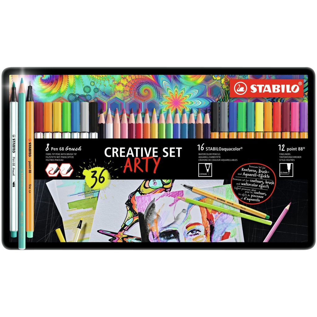 Creative set STABILO 87/3193 Arty metalen etui ass