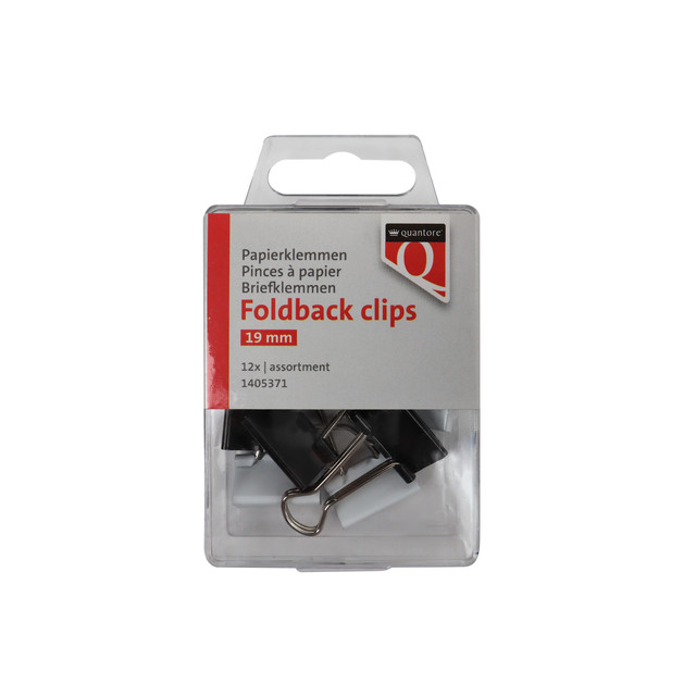 [8712453103697] Foldback clips Quantore 19mm assorti 12 stuks
