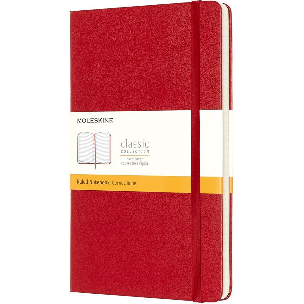 [QP060R] Notitieboek Moleskine large 130x210mm lijn hc rood