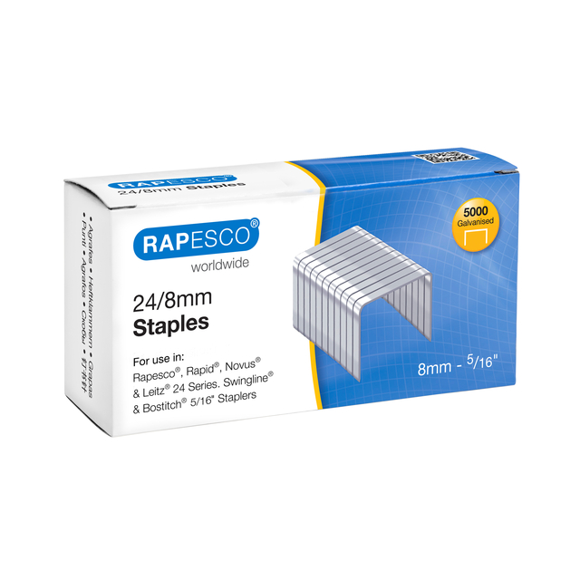Nieten Rapesco 24 8mm 5000st zilver
