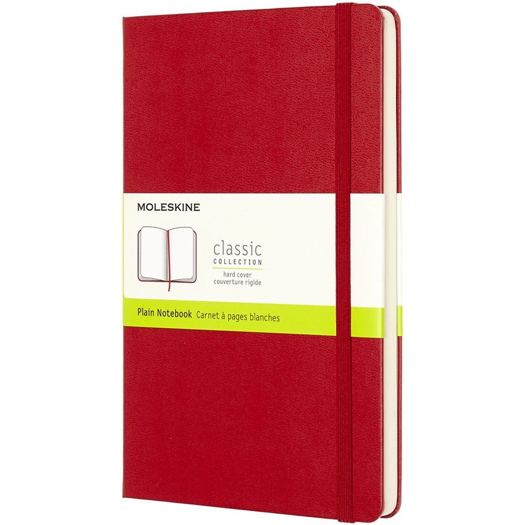 [QP062R] Notitieboek Moleskine L 130x210mm blanco hc rood