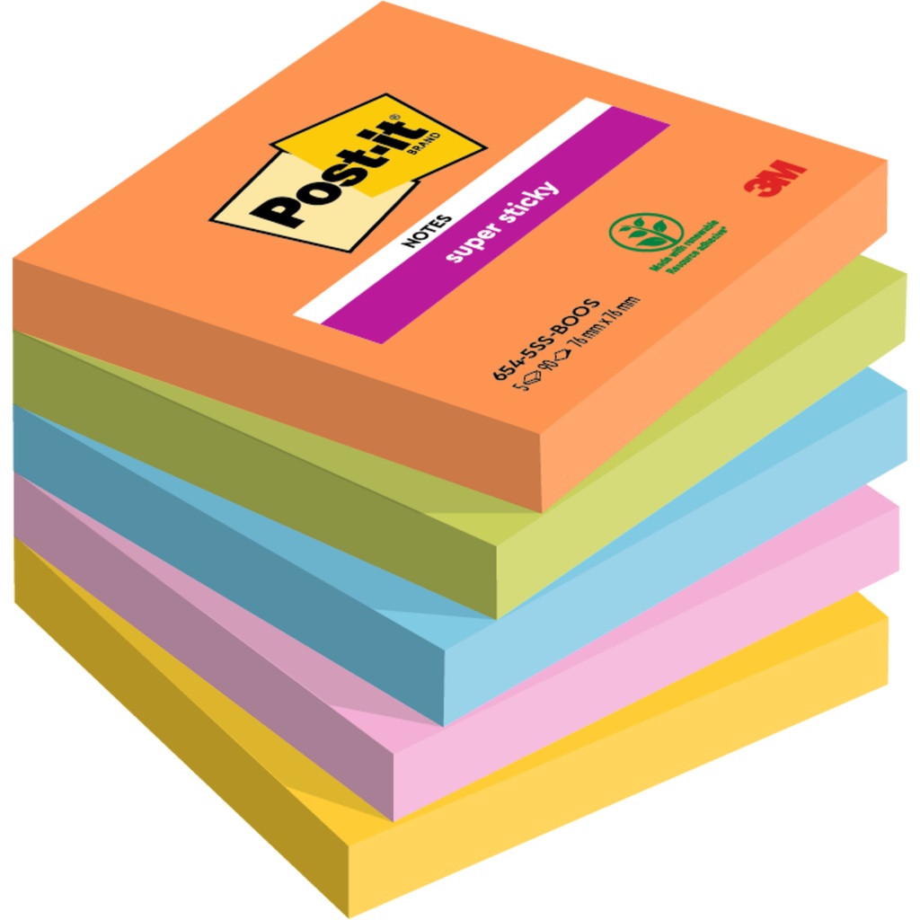 [7100258933] Memoblok Post-it 654 Super Sticky 76x76mm Boost