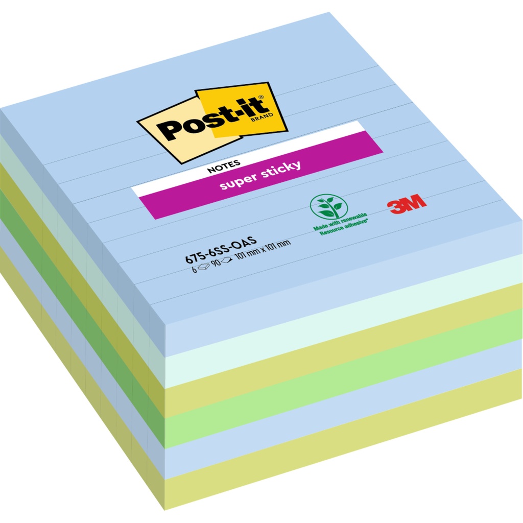 [7100259320] Memoblok Post-it 675-6 Super Sticky 101x101mm Oas