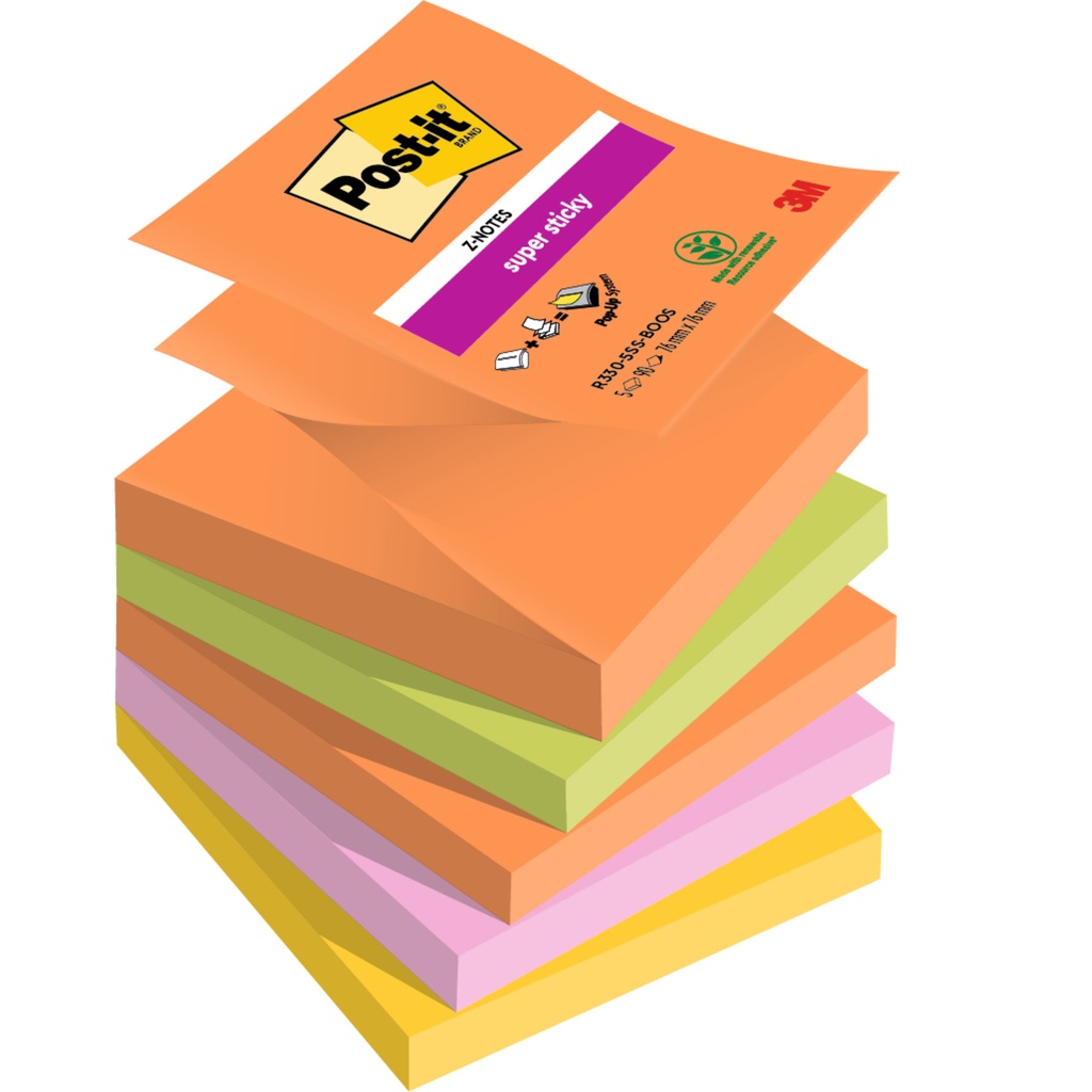 [7100258789] Memoblok Post-it Z-Notes R330 Super Sticky Boost
