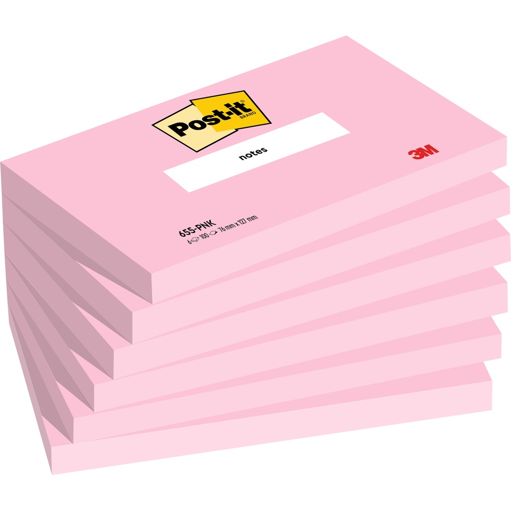 [7100259212] Memoblok Post-it 655 76x127mm gelijnd roze