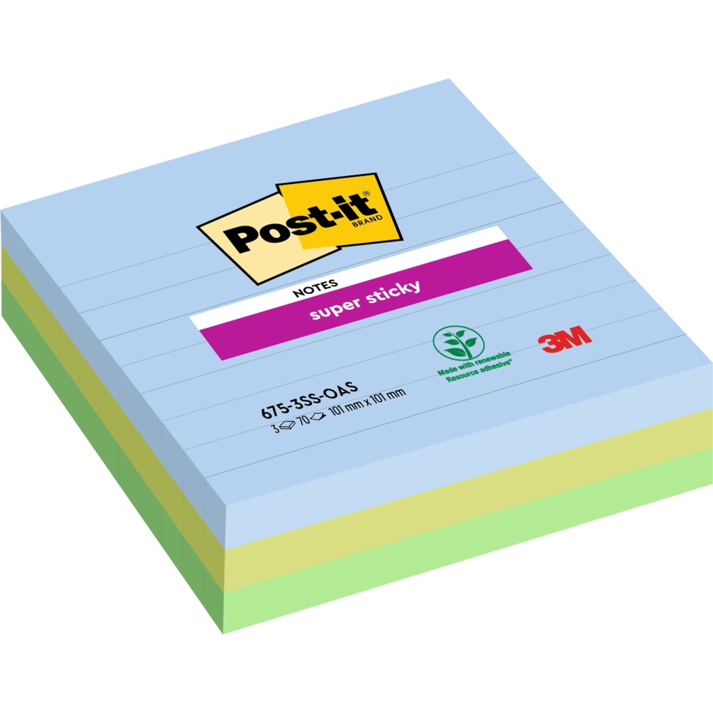 [7100259444] Memoblok Post-it 675-3 Super Sticky 101x101mm OAS